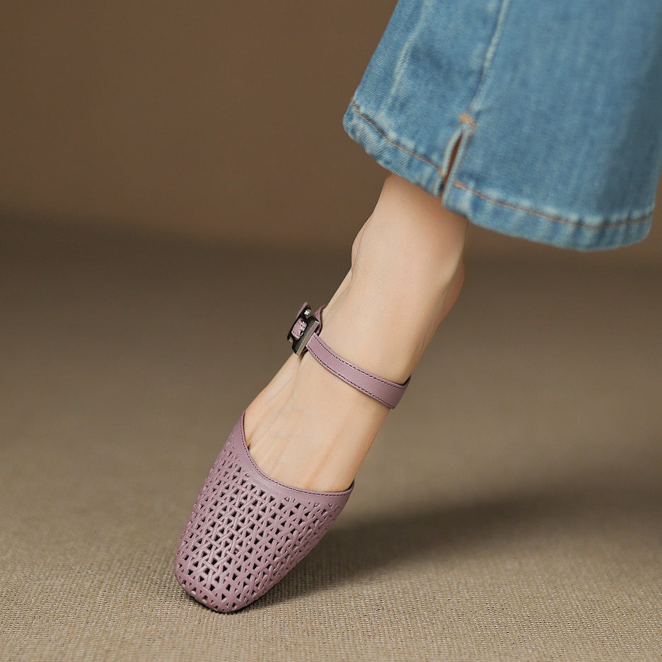 Nilda | Perforated Buckle Mules