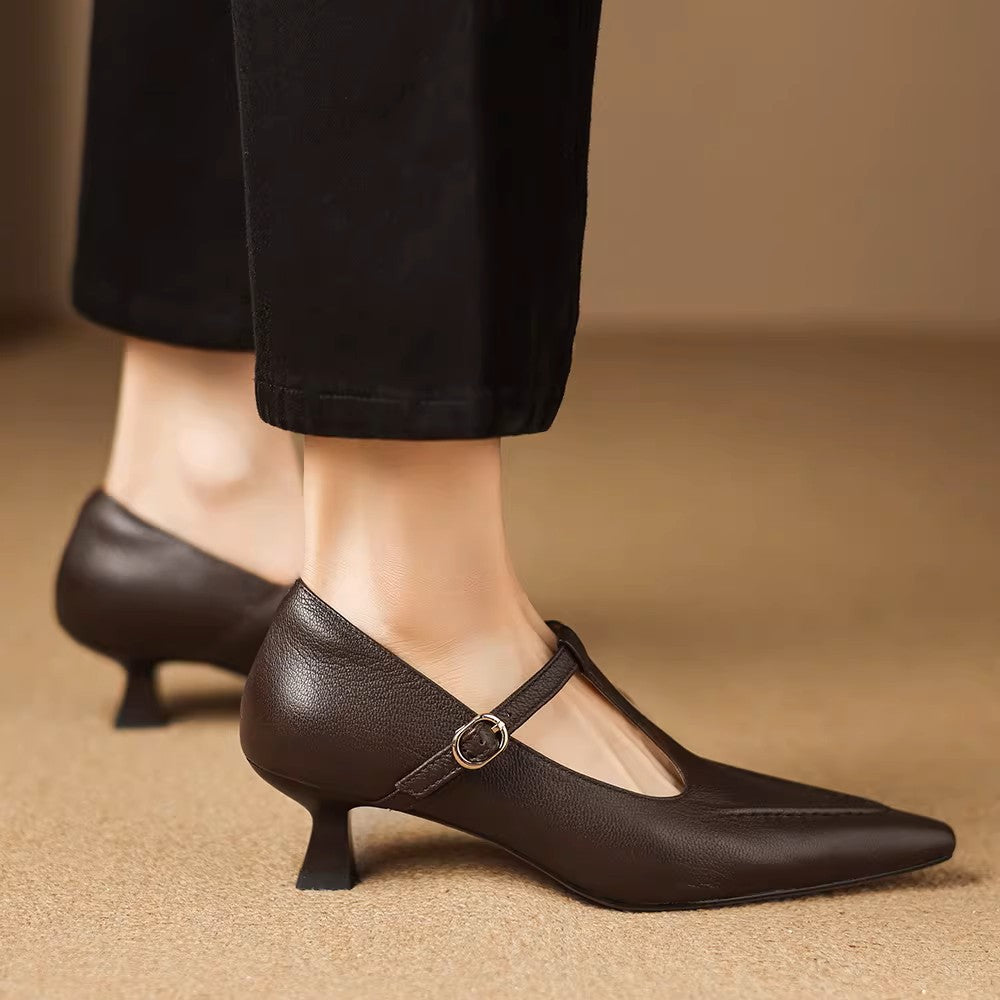Tirea | T-Strap Kitten Heels