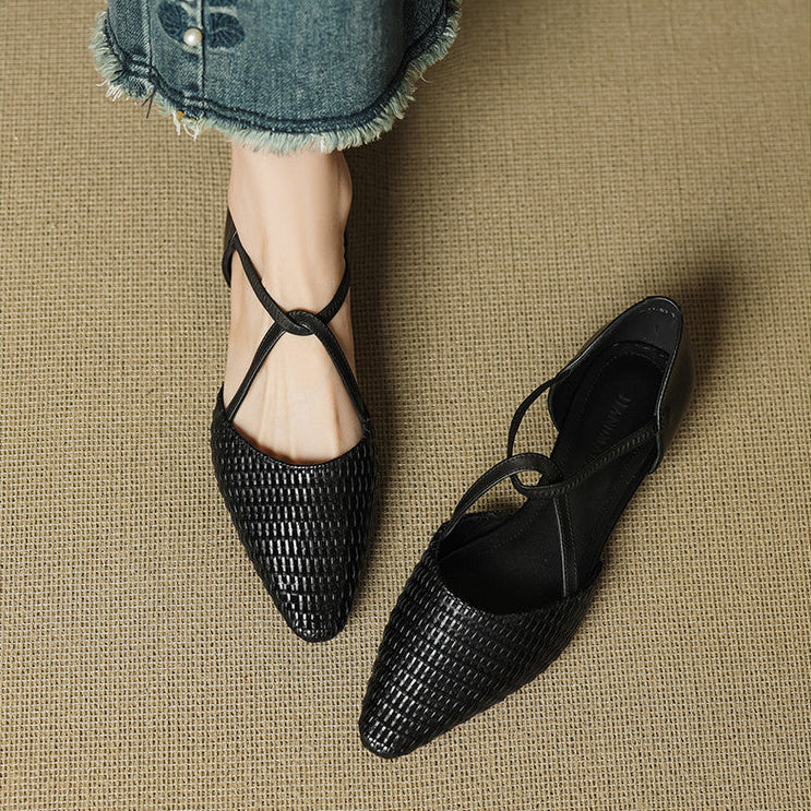 Dona | Woven T-Strap Shoes