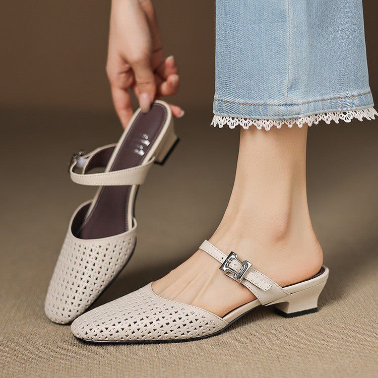 Nilda | Perforated Buckle Mules