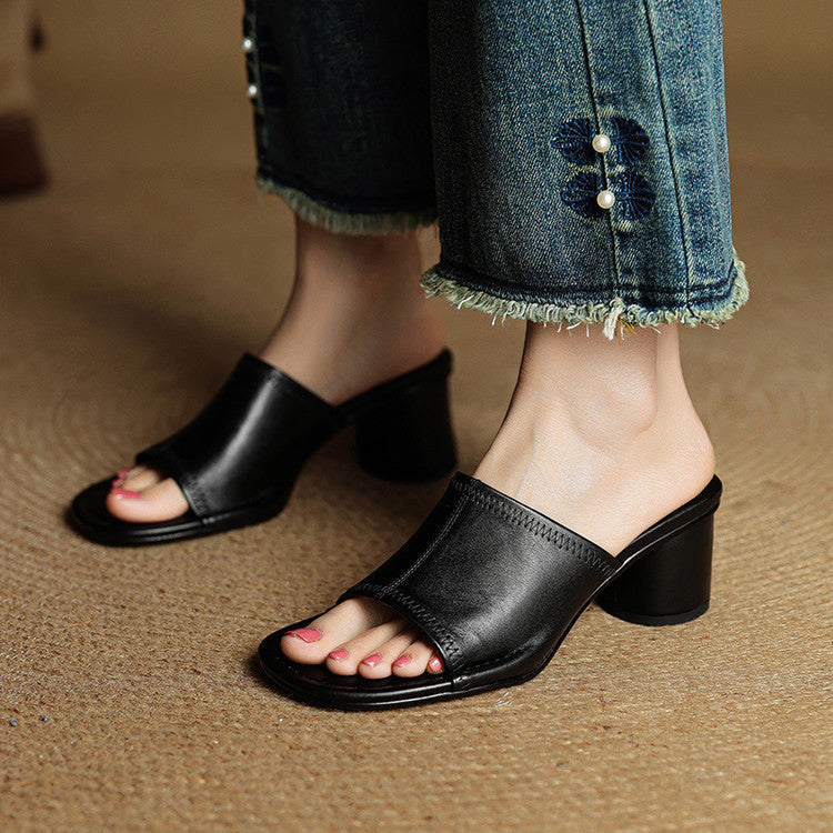 Amira | Open-Toe Block-Heel Mules