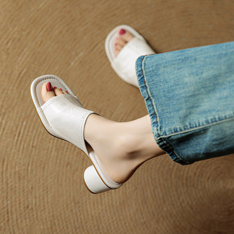 Amira | Open-Toe Block-Heel Mules
