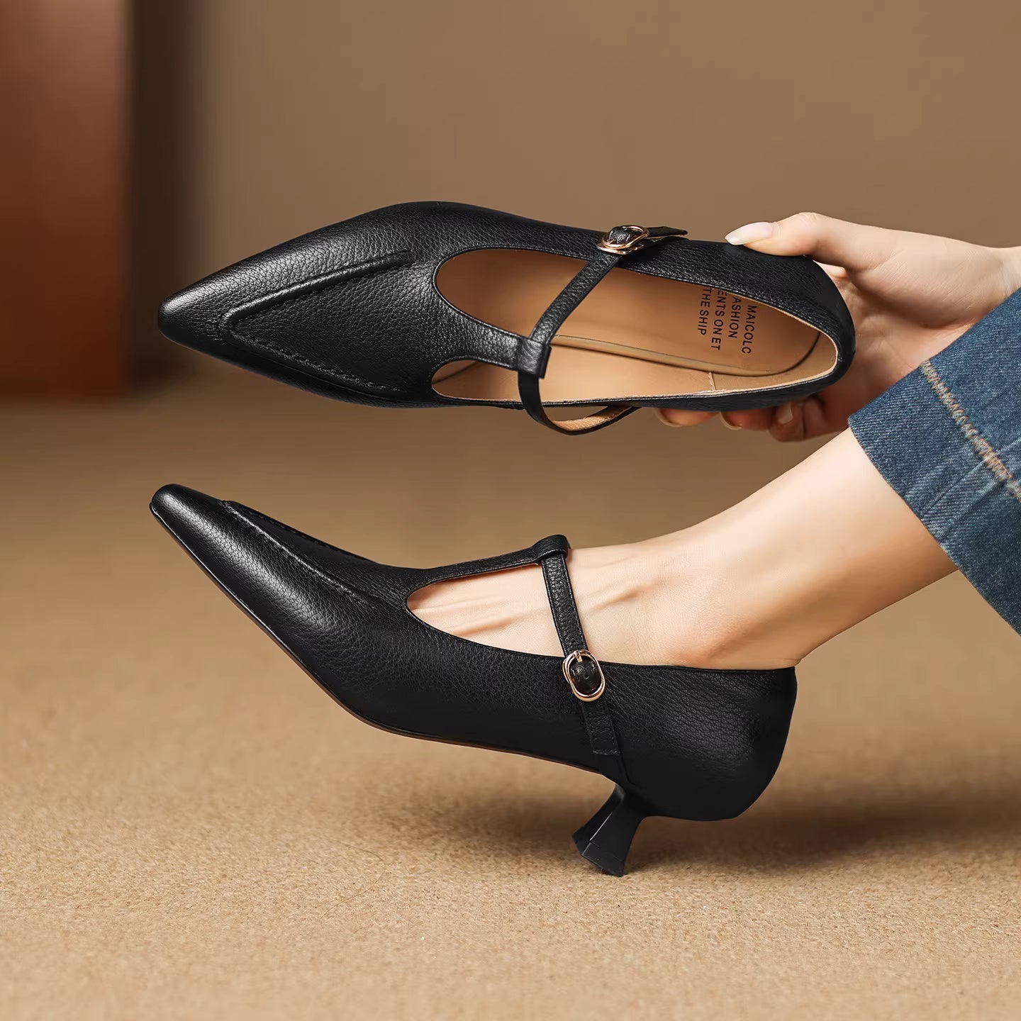Tirea | T-Strap Kitten Heels
