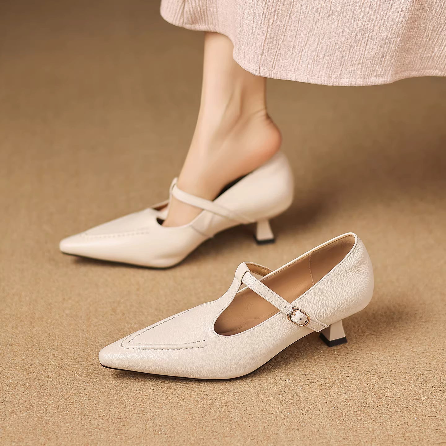 Tirea | T-Strap Kitten Heels