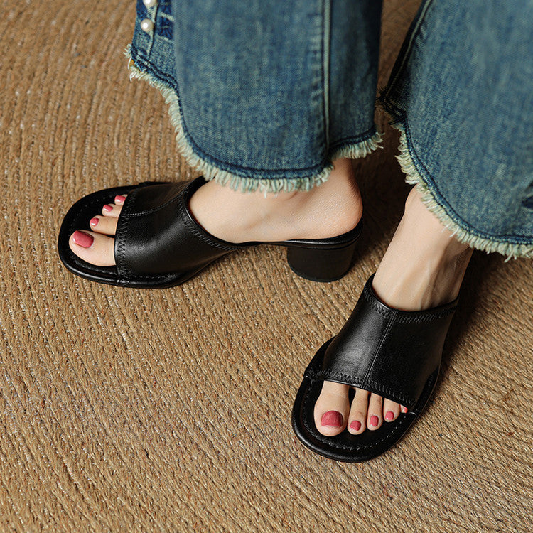 Amira | Open-Toe Block-Heel Mules
