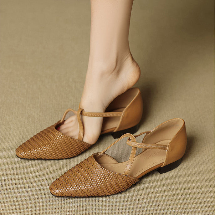 Dona | Woven T-Strap Shoes