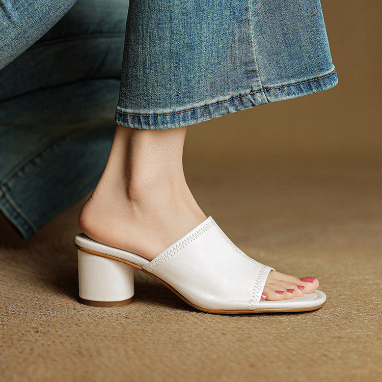 Amira | Open-Toe Block-Heel Mules