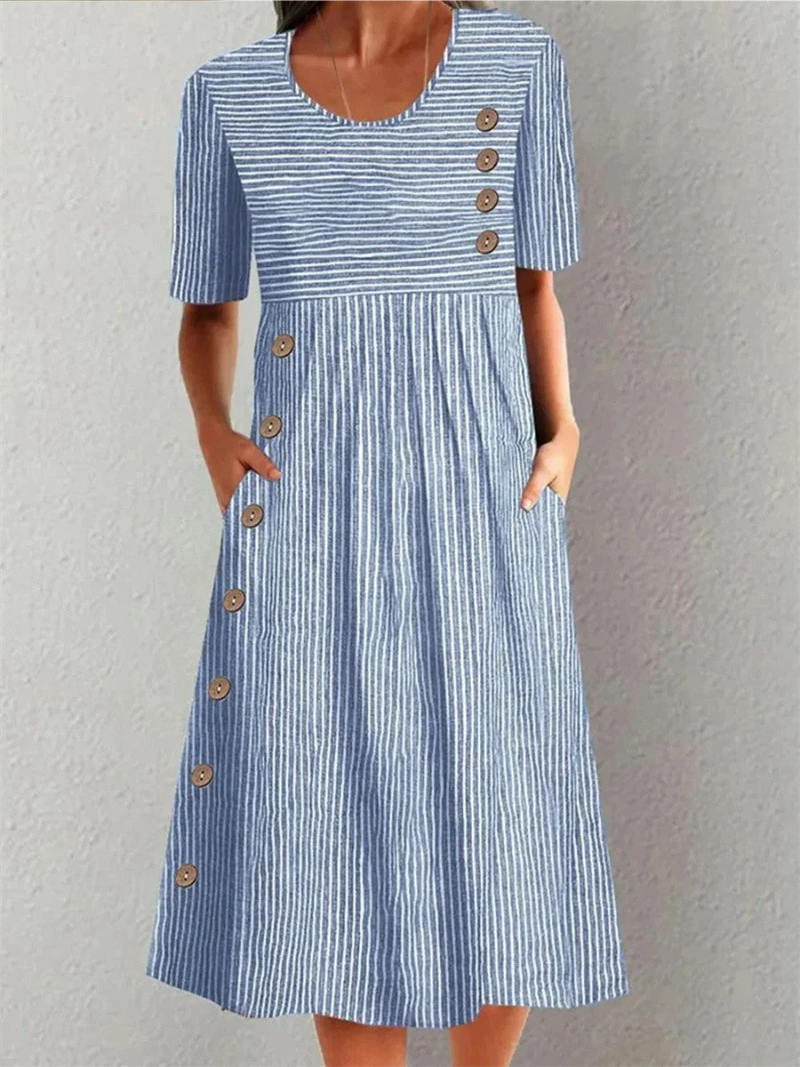 Marielle | Elegant Striped Midi Dress