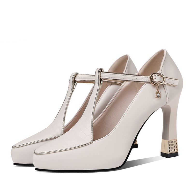 Hermione women's jewelled t-bar court shoes