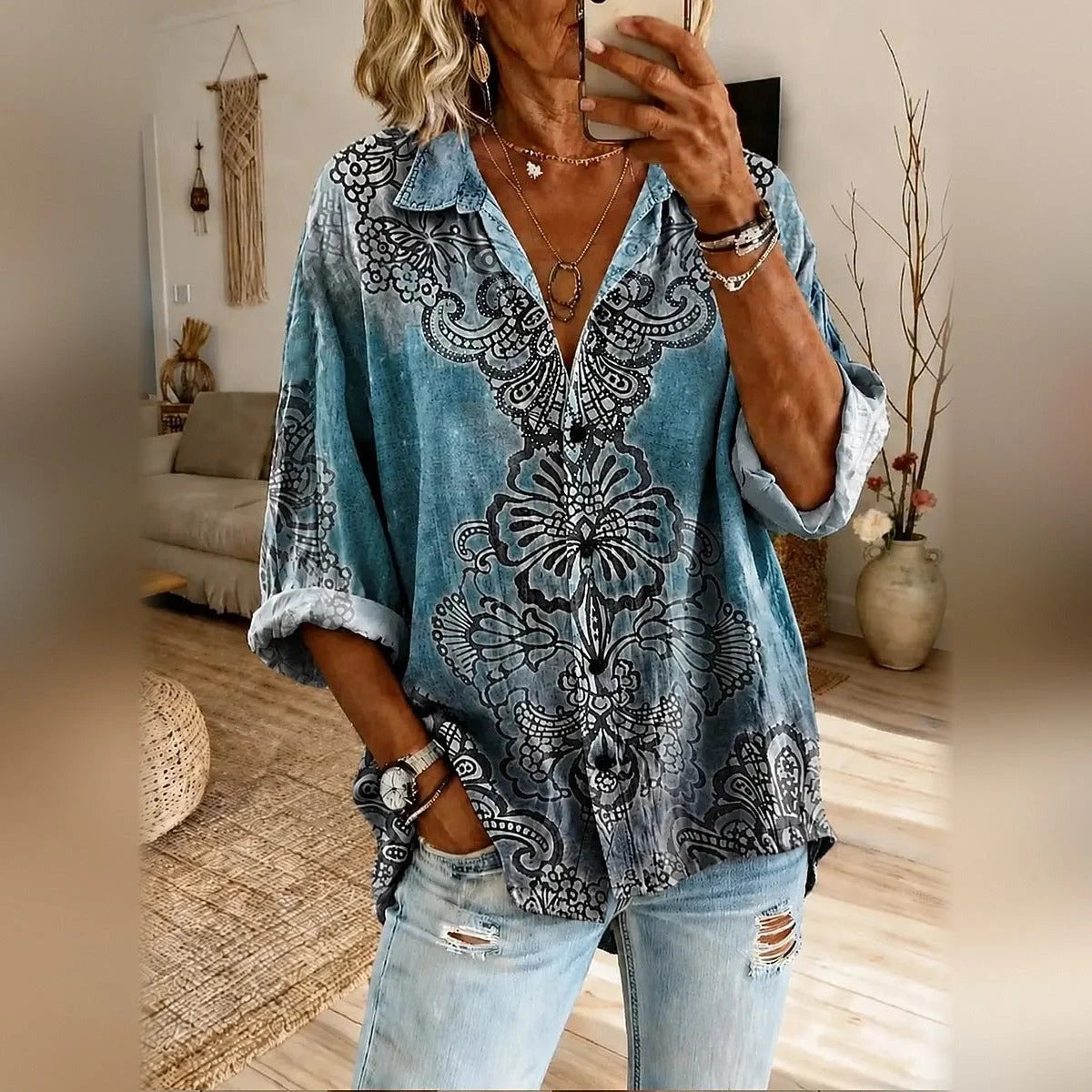 Gwendolyn in Teal Paisley