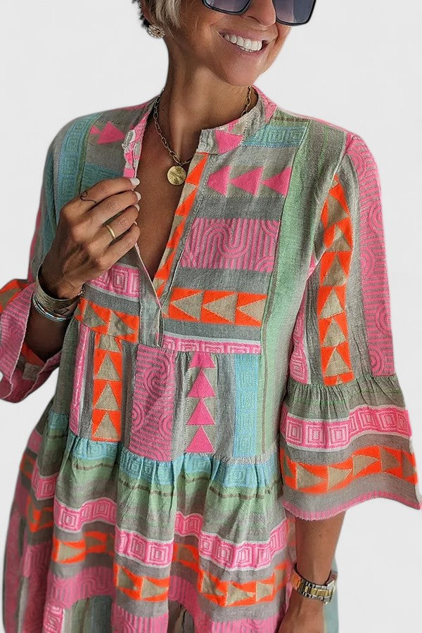 Persephone Tiered Boho Dress - bell sleeve detail
