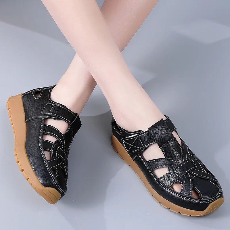 Ailsa Orthopaedic Closed-Toe Leather Flat Sandals
