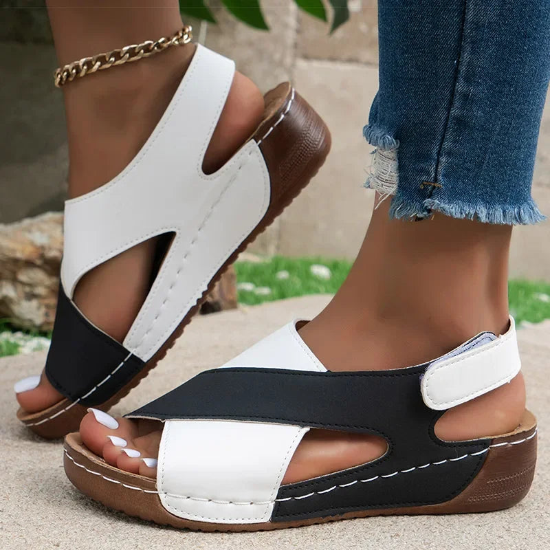 Rosalind sandals in Black & White - side view