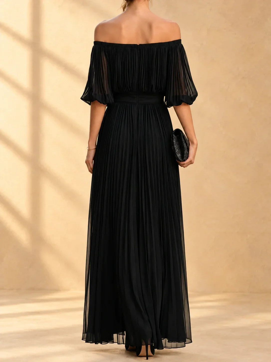 Alida Off-Shoulder Chiffon Maxi Dress