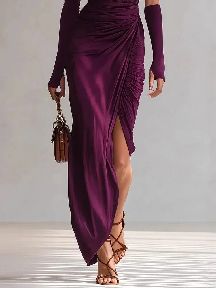 Tatiana One-Shoulder Ruched Maxi Dress