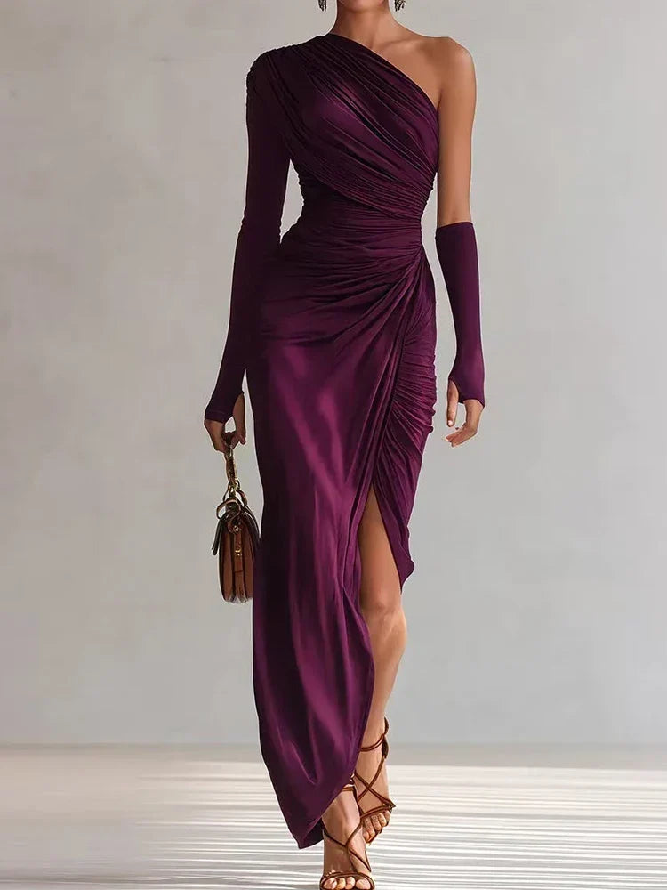Tatiana One-Shoulder Ruched Maxi Dress