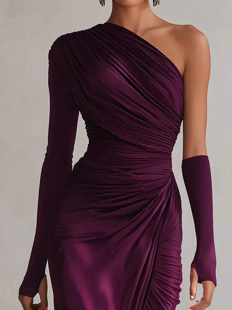 Tatiana One-Shoulder Ruched Maxi Dress