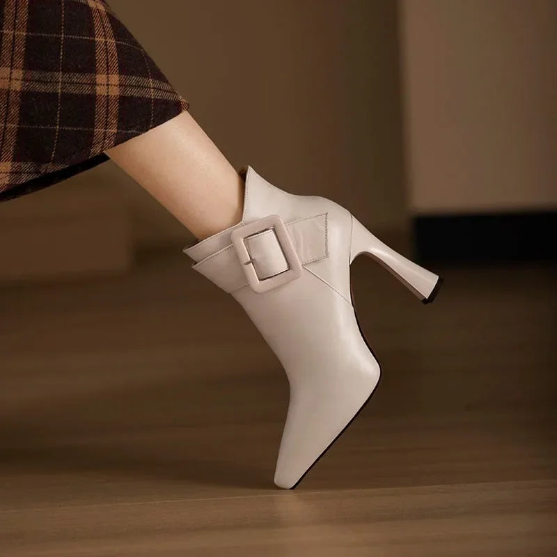 Albertine women's buckle pointed-toe ankle boots