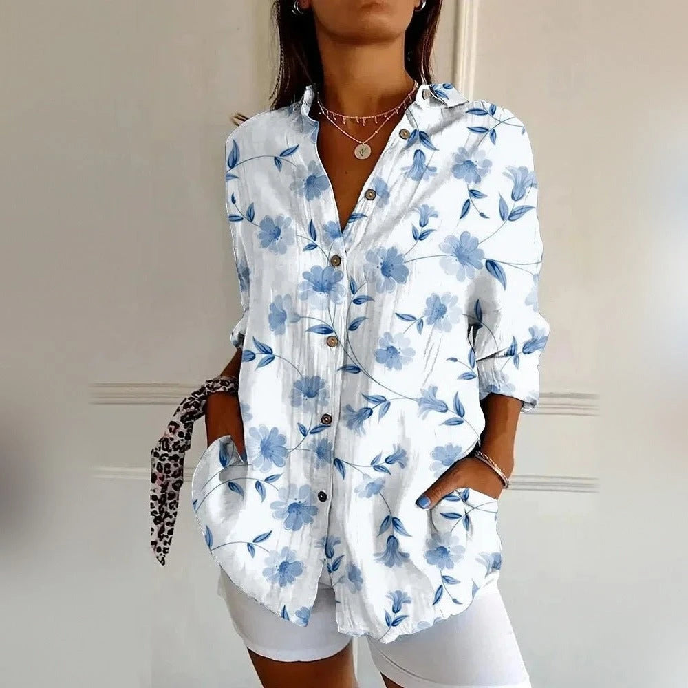 Coralie in White Blue Floral