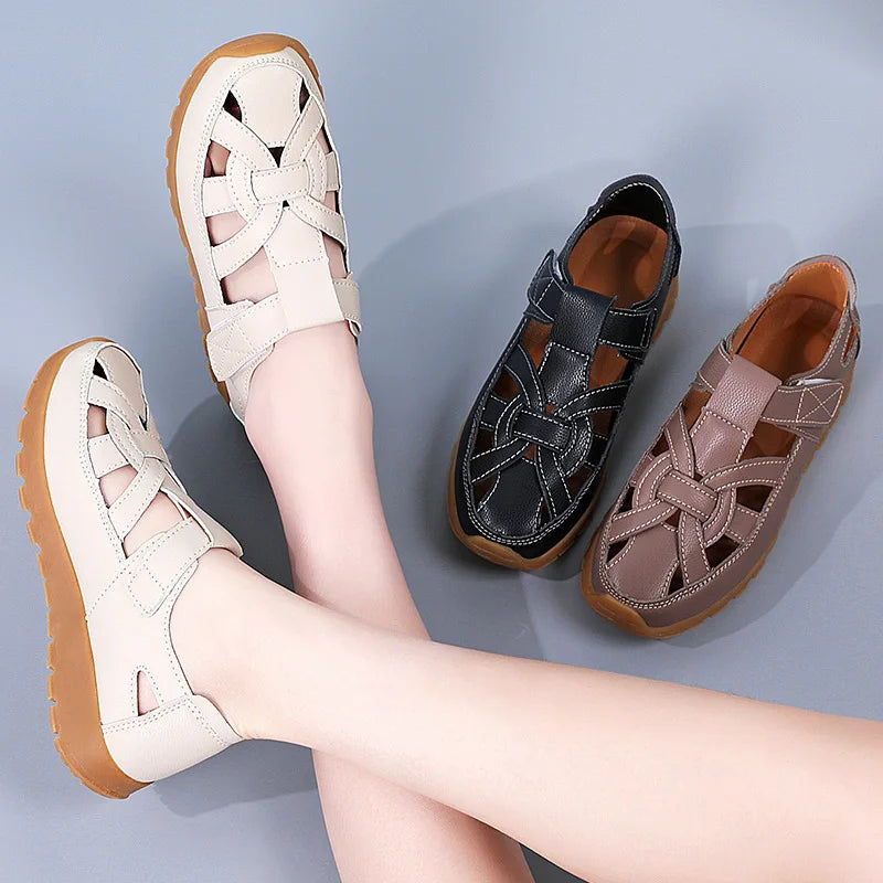 Ailsa Orthopaedic Closed-Toe Leather Flat Sandals