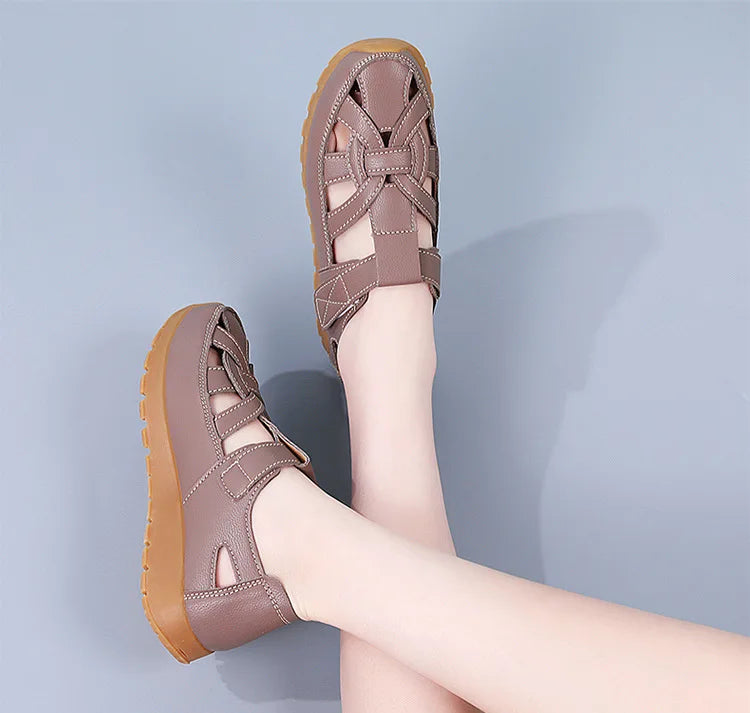 Ailsa Orthopaedic Closed-Toe Leather Flat Sandals