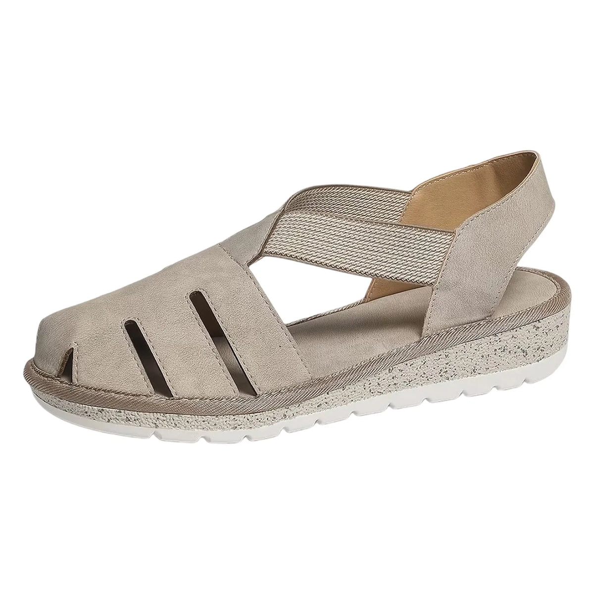 Freda – Taupe Orthopaedic Closed-Toe Elastic Strap Sandals
