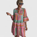 Persephone | Women's Tiered Geometric Jacquard Boho Dress
