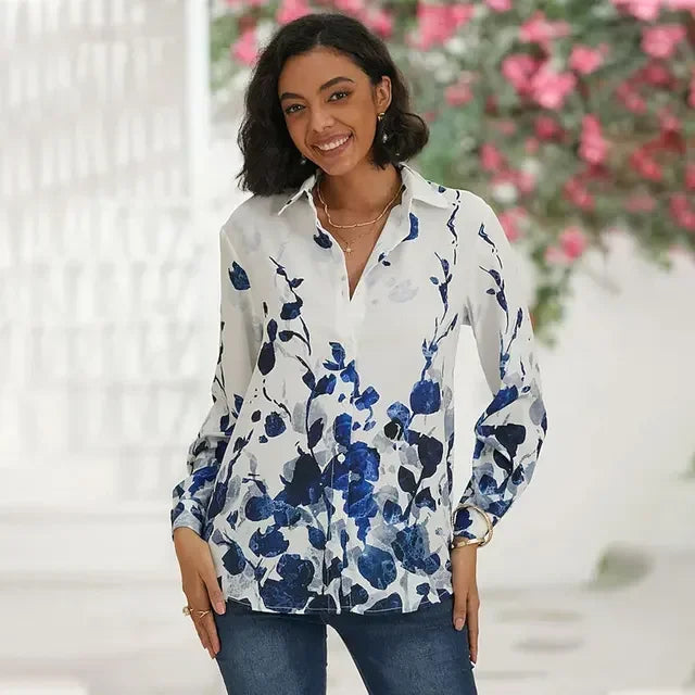 Saffron in White Blue Floral