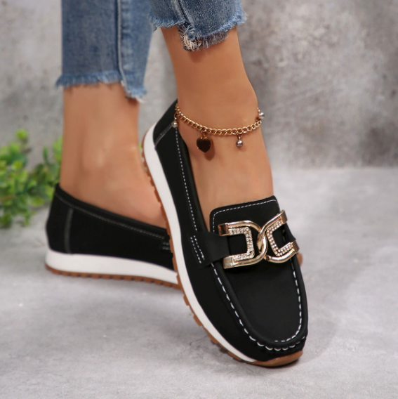 Emma - Orthopedic Chic Diamond Buckle Loafers