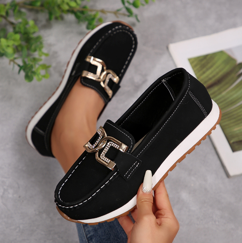 Emma - Orthopedic Chic Diamond Buckle Loafers