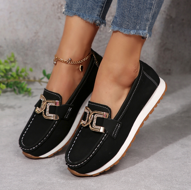 Emma - Orthopedic Chic Diamond Buckle Loafers