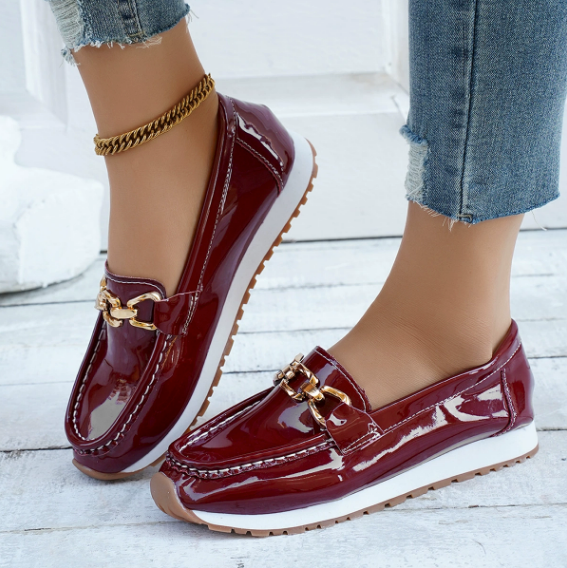 Eleanor - Orthopedic Shiny Bordeaux Loafers