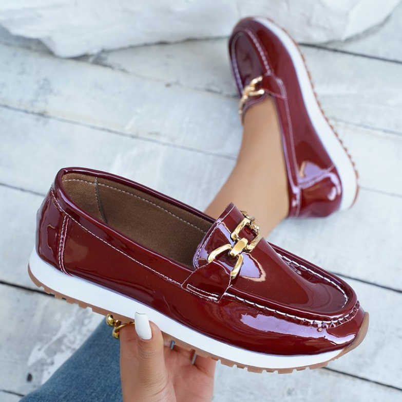 Eleanor - Orthopedic Shiny Bordeaux Loafers