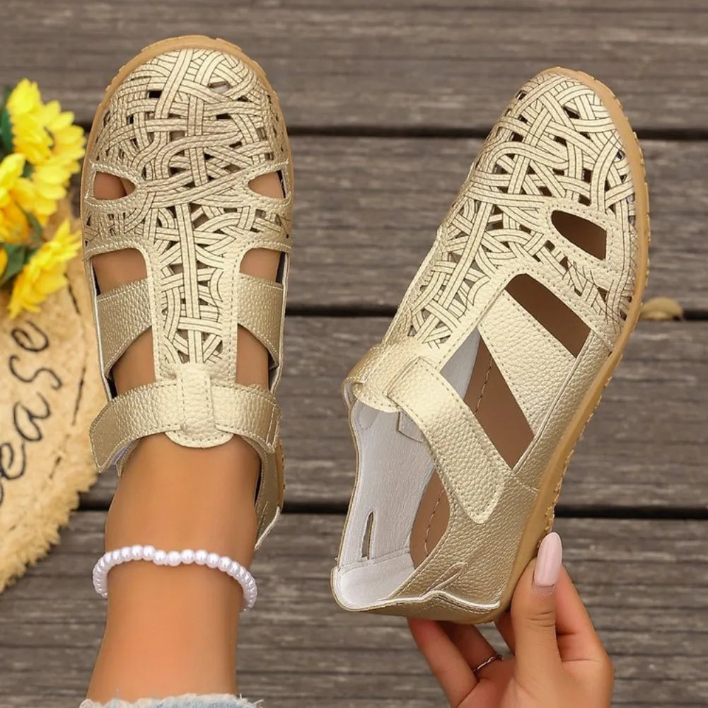 Ginette Orthopaedic Closed-Toe Perforated Flat Shoes
