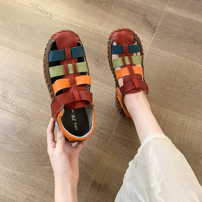 Peggy Orthopaedic Closed-Toe Colour-Block Fisherman Sandals
