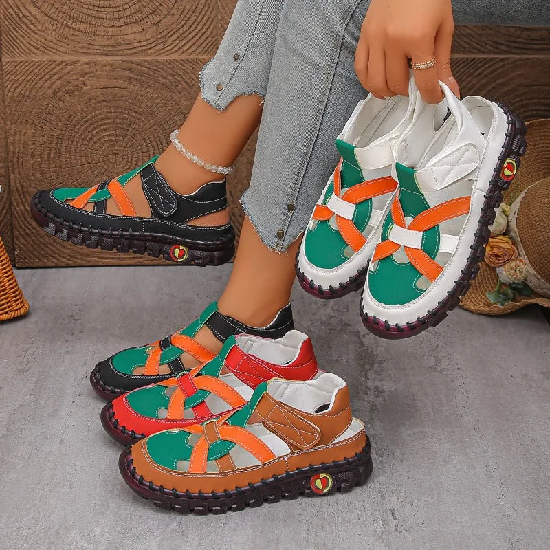 Joanne Orthopaedic Closed-Toe Colour-Block Sandals