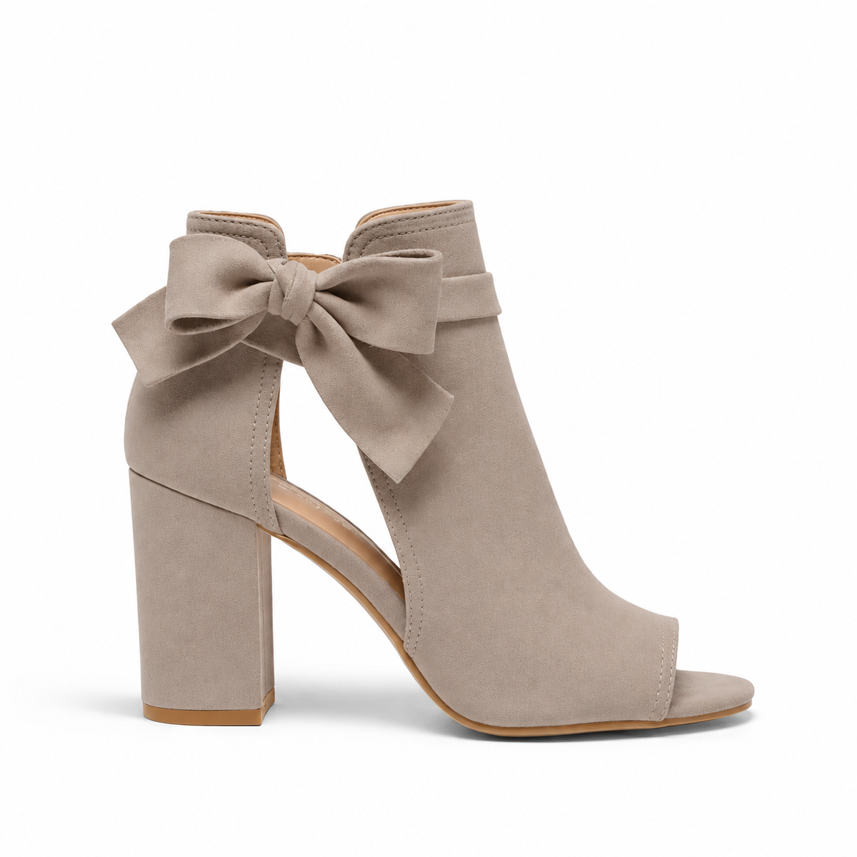 Katherine women's suede bow peep-toe block-heel booties