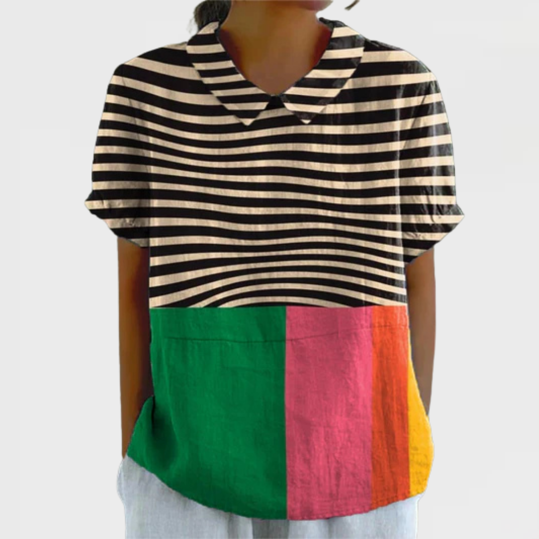 Eva | Bold Stripes and Colour Block Shirt