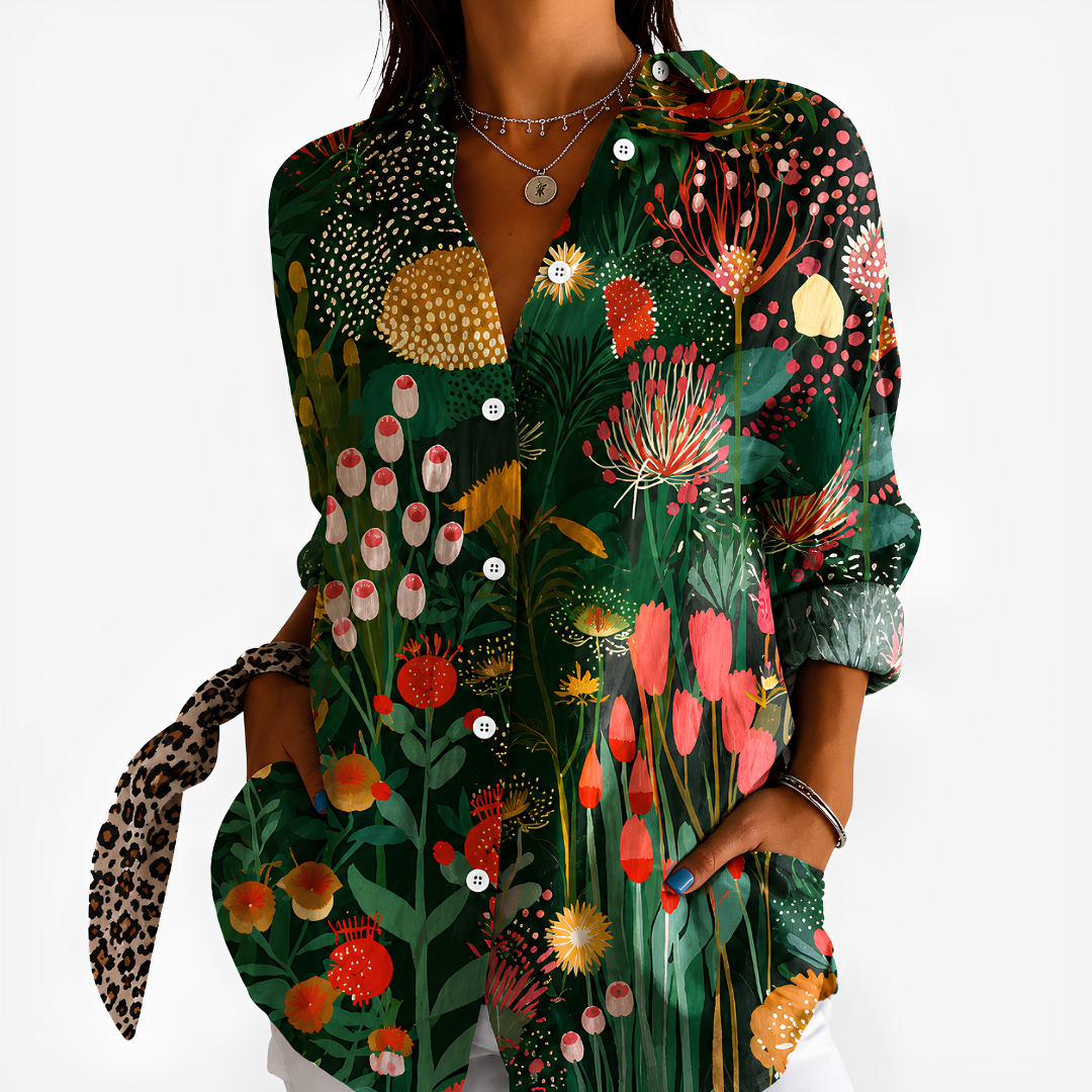 Georgia – Forest Green Forest Green Folk Garden Button-Up Blouse