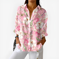 Catherine | Women's Lily and Tulip Print Button-Up Blouse