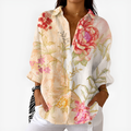Felicia | Women's Vintage Peony Botanical Button-Up Blouse