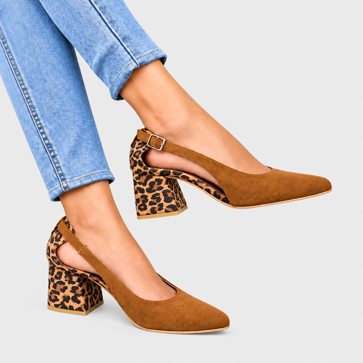 Camila leopard block-heel slingback pumps, Wattle & Vale Melbourne