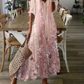 Costanza | Women's Lace Trim Button V-Neck Midi Dress
