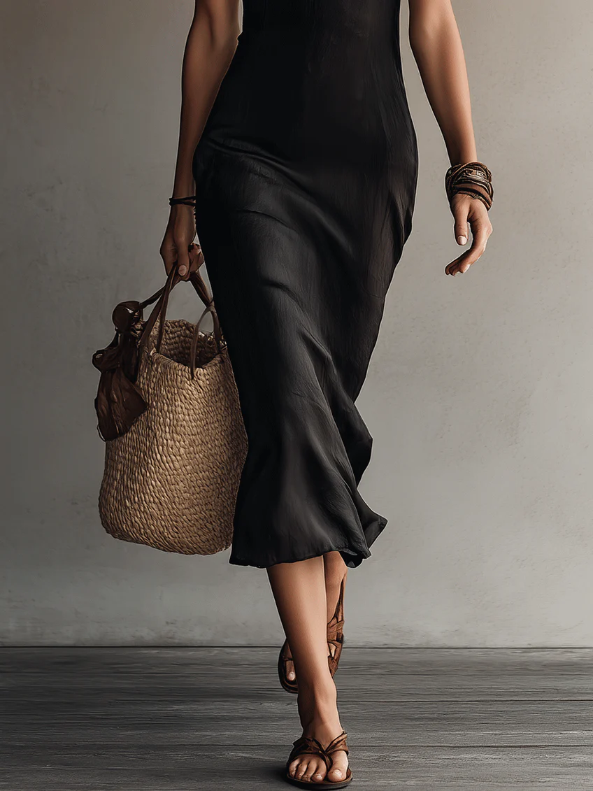 Eulalie Lace-Trim V-Neck Midi Dress