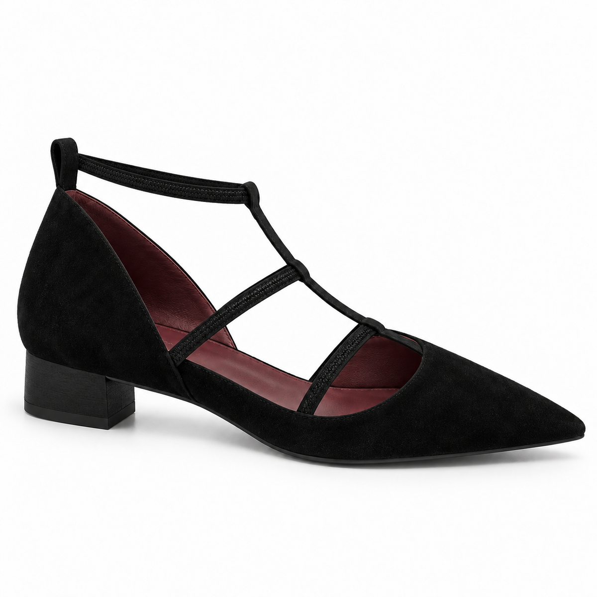 Fenna women's pointed t-bar low block-heel shoes