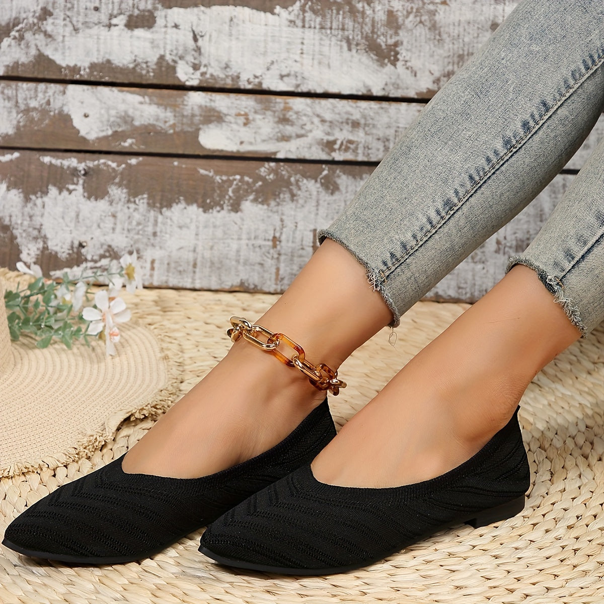 Virginia – Orthopaedic Pointed Knit Ballet Flats