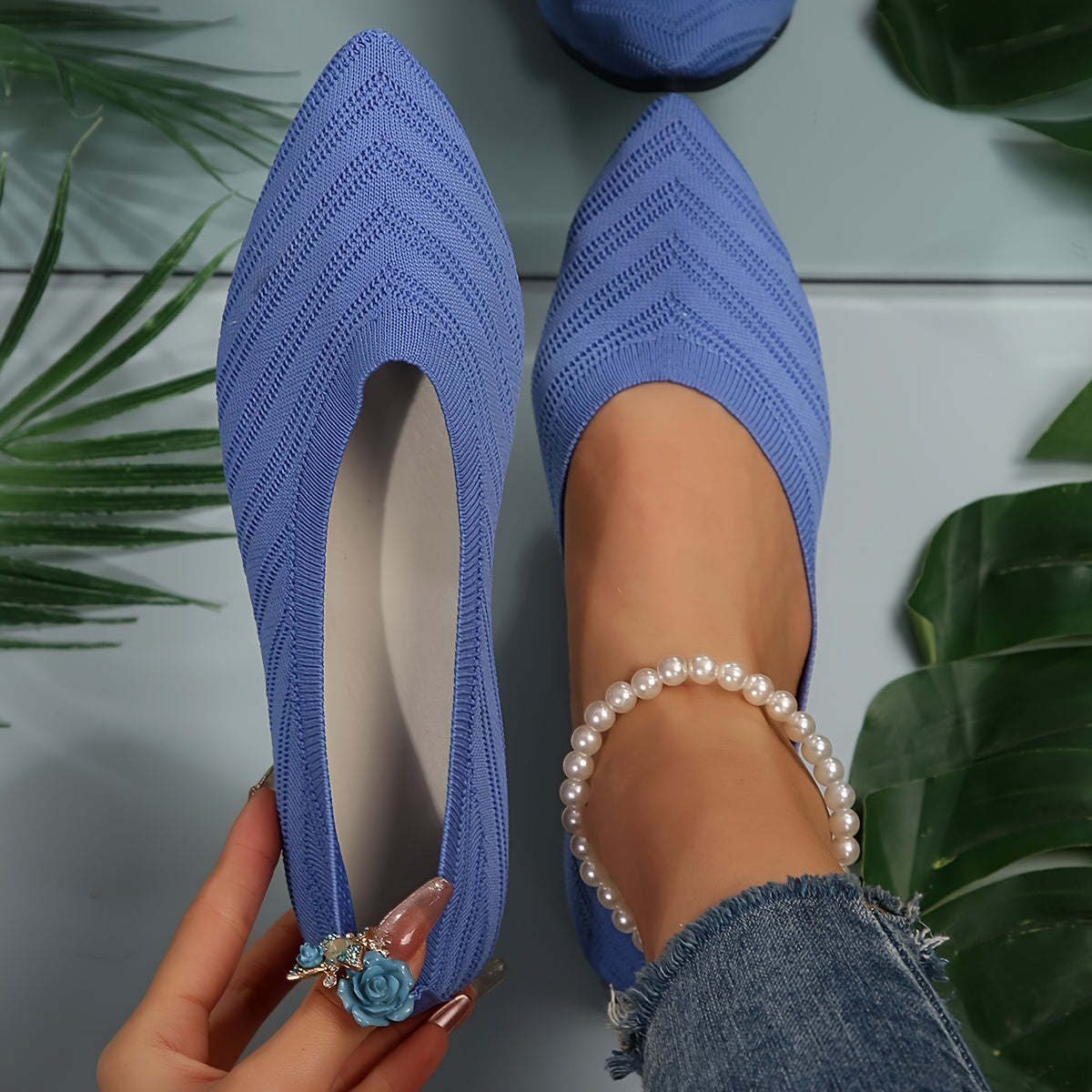 Virginia – Orthopaedic Pointed Knit Ballet Flats