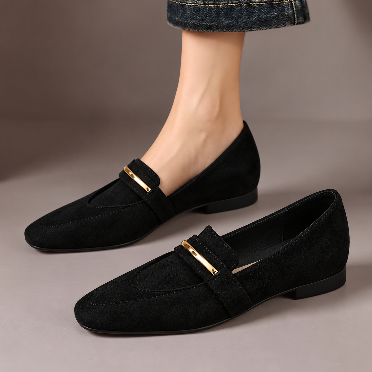 Ginny Pointed Suede-Look Loafers