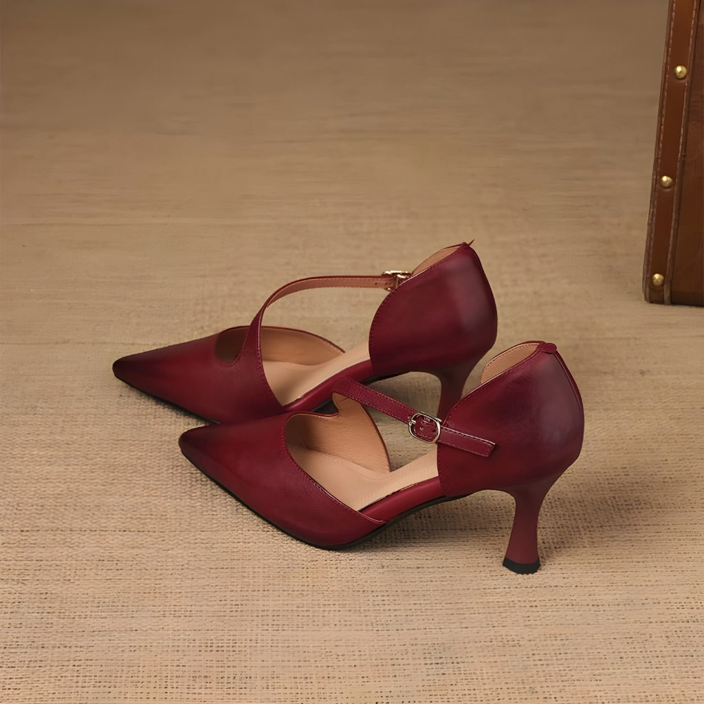 Avena | Crossover Strap Kitten Heels