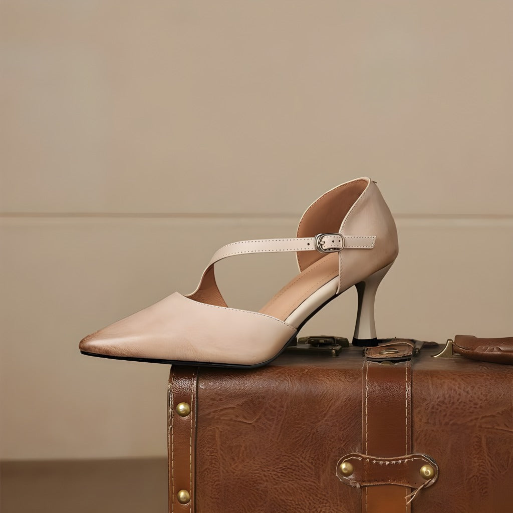 Avena | Crossover Strap Kitten Heels